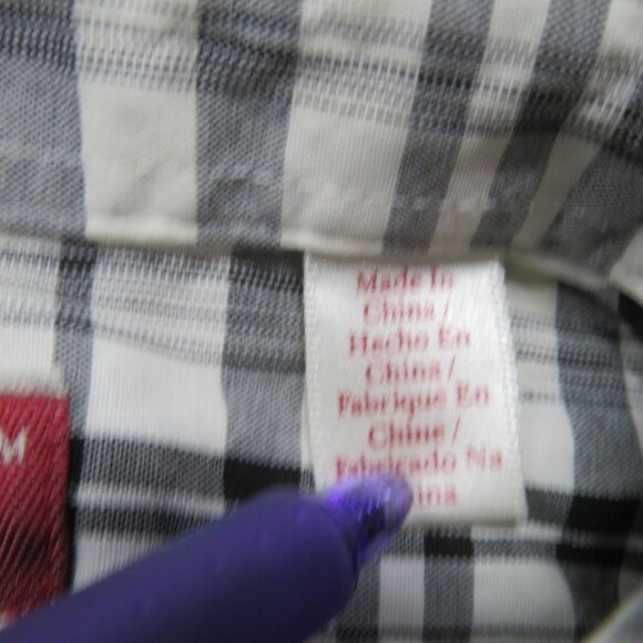 Original Penguin Button Up Shirt Mens Medium Long Sleeve Classic Fit Black Check - Picture 6 of 6